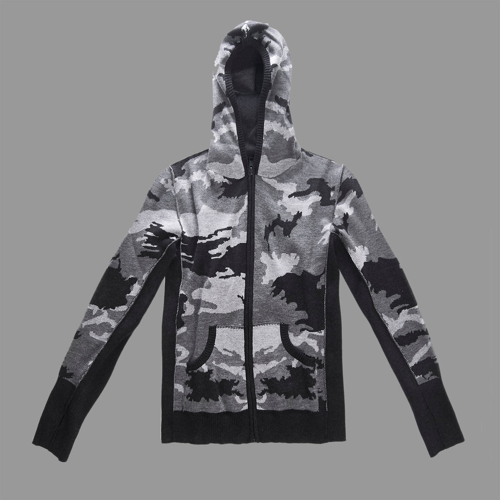 MASK WOOL HOODIE CAMO BLACK