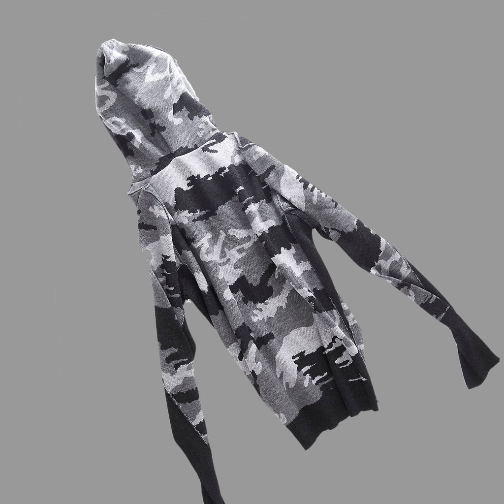 MASK WOOL HOODIE CAMO BLACK