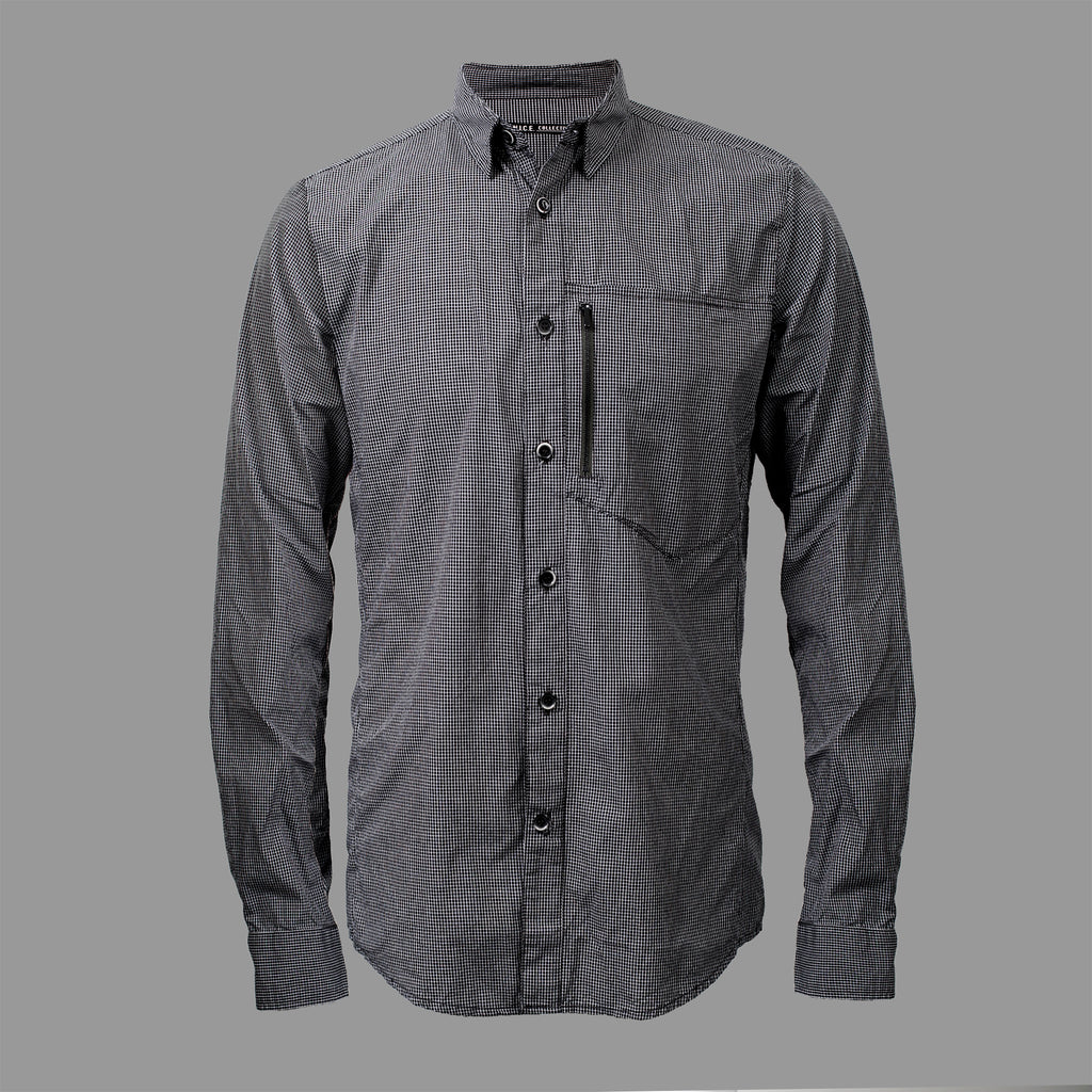 STANDARD ISSUE BUTTON UP BLACK GRID